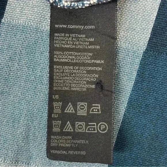 Tommy Hilfiger Mens Polo Shirt Custom Fit Short Sleeves Teal Green Stripes Small - Picture 9 of 13